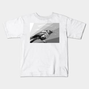 crow in design grayscale Kids T-Shirt